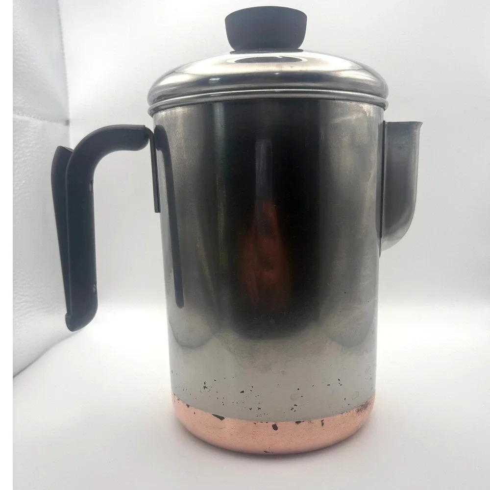 Vintage Revere Ware Copper Clad Stainless Steel Coffee Percolator Pot Lid 1801